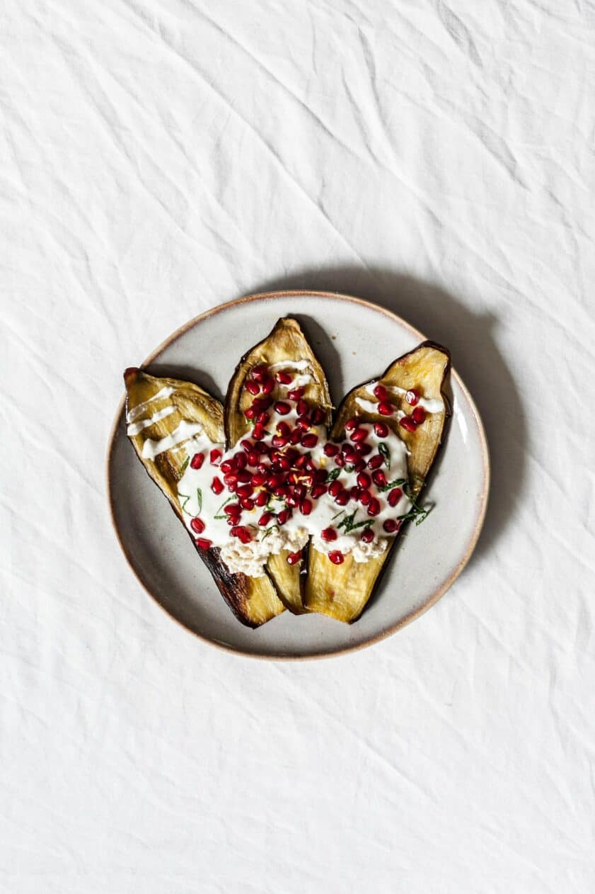 Cooked eggplant with pomegranate