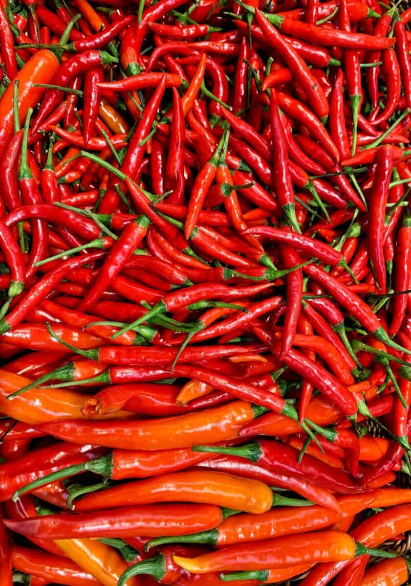 Stack of cayenne peppers